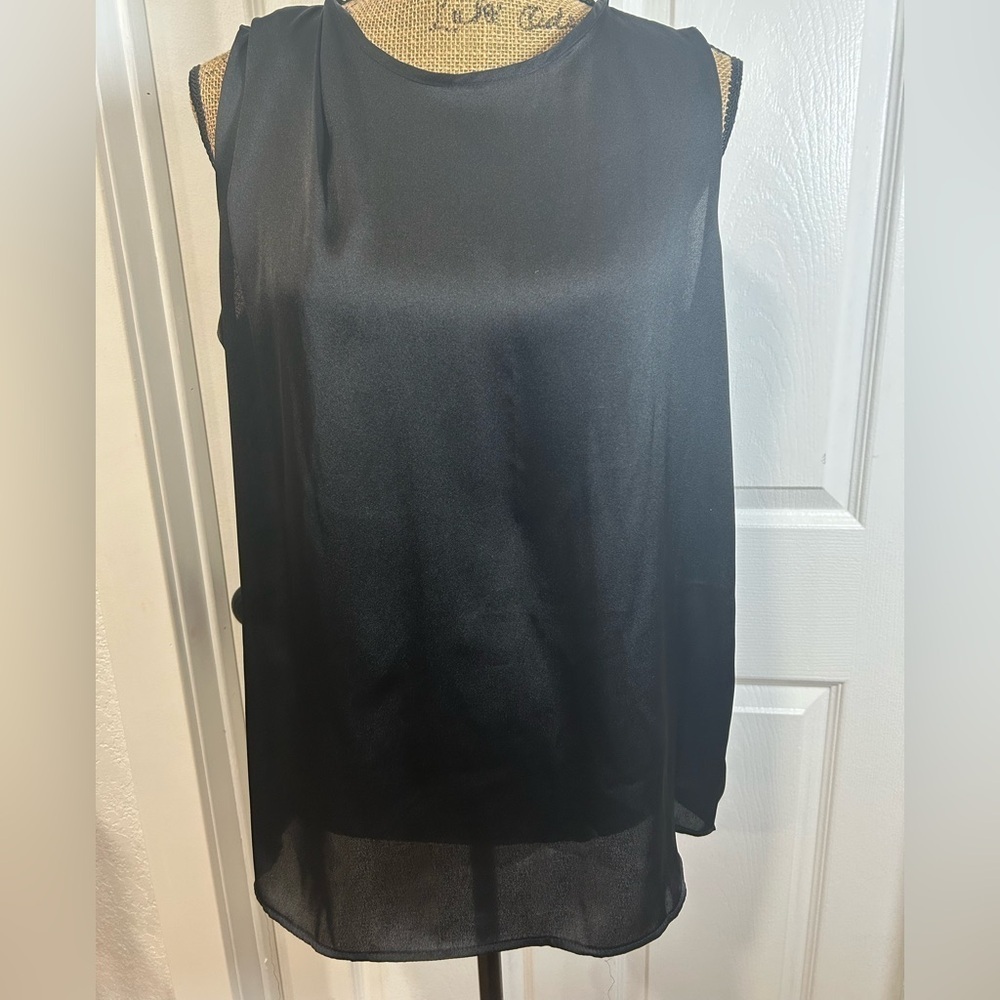 Mango Black Satin Sleeveless Blouse